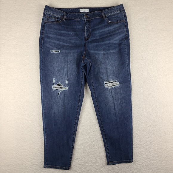 Lane Bryant Denim - Lane Bryant Jeans Womens 18 Blue Low Rise Boyfriend‎ Distress Magic Waistband